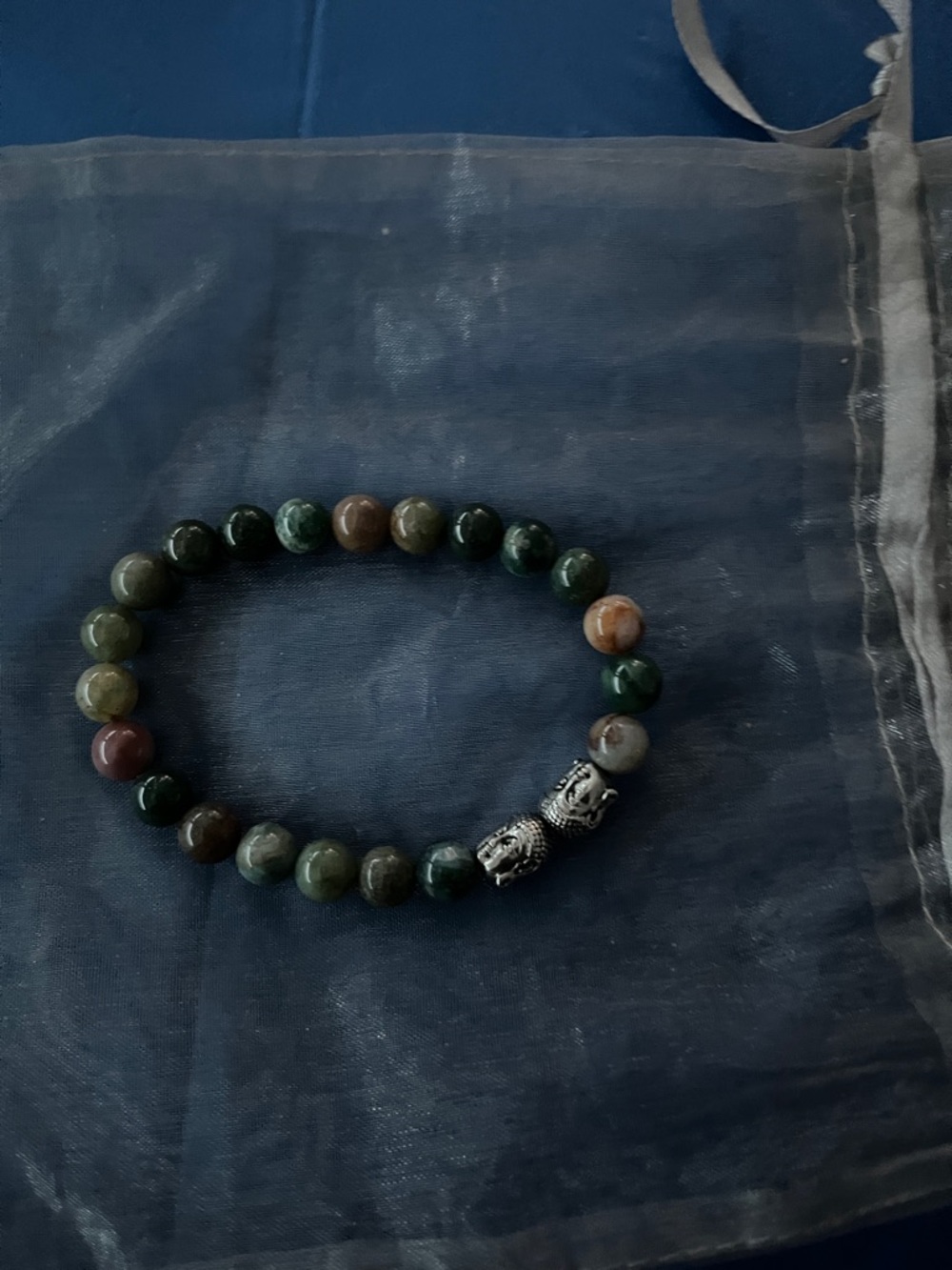 Beaded Men’s Bracelet with Green and Brown Gemstone Beads